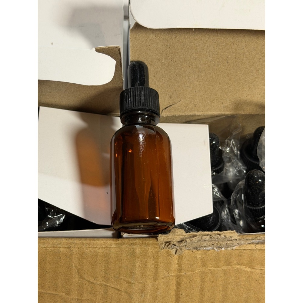 CINA 1oz Amber Plastic Dropper Bottles Bulk Case 120pcs Essential Oil Tincture